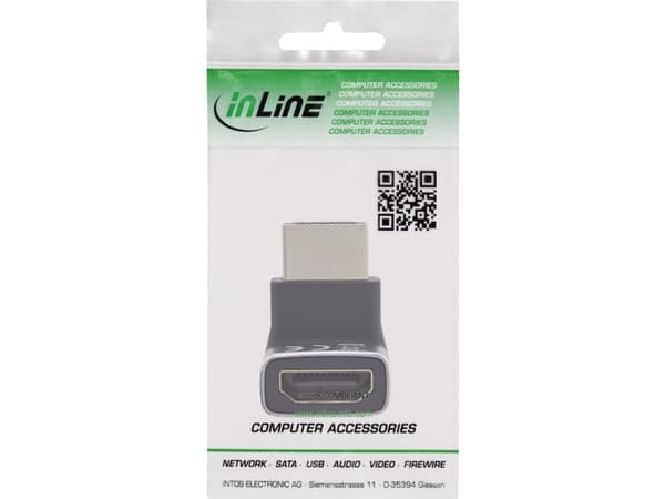 InLine HDMI-sovitin A-pistokepistorasia 90° top 8K UHD (17991G)