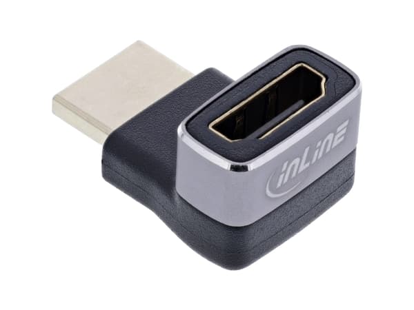 InLine HDMI-sovitin A-pistokepistorasia 90° top 8K UHD (17991G)