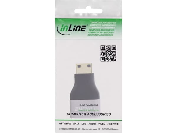 InLine 17991C, HDMI A, Mini HDMI C, Sort, Grå