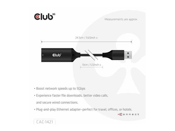 Club 3D - Nettverksadapter - USB 3.2 Gen 1 - 5GBase-T x 1