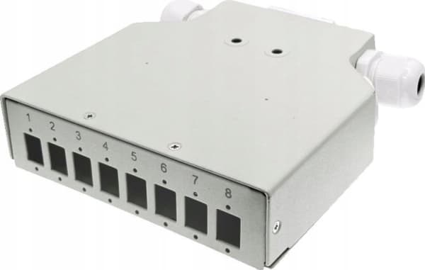 Alantec Fiberoptisk distribusjonsboks for DIN-skinne 8xSC simplex / 8xLC duplex med ALANTEC frontplate