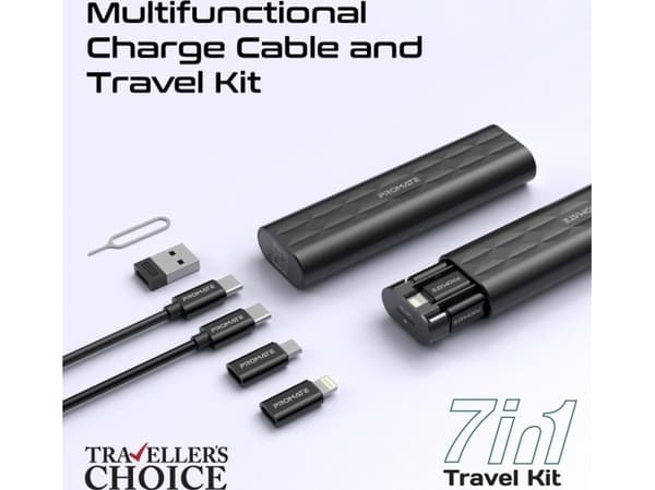 Promate Perk Compact 4-in-1 Cable and Adapter Set USB-C / micro / Lightning/ 0.3m