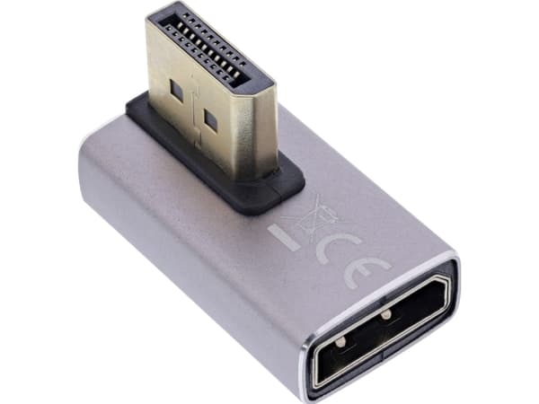 InLine® DisplayPort 1.4 Adapter, DisplayPort St/ Bu, 90° vertikal links, 8K UHD