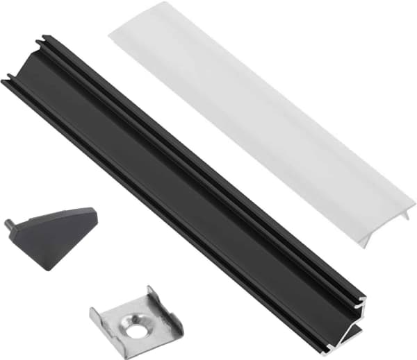 Profile for LED strips EUROLIGHT AL-C1-B, aluminum, angular, black, anodized, 1m