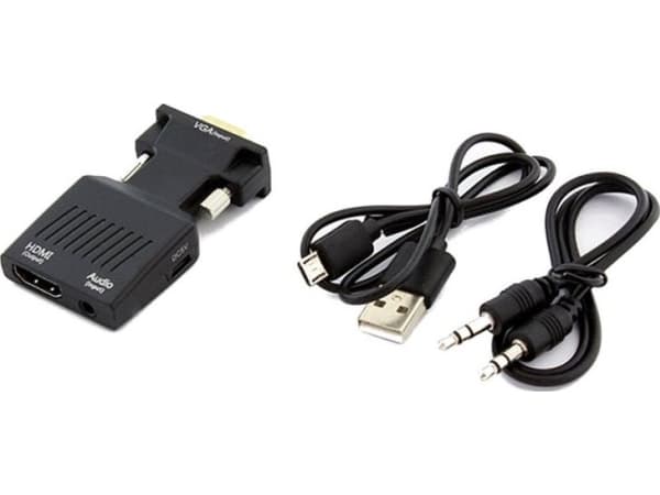 Apte AV Adapter HDMI - D-Sub (VGA) + Jack 3,5 mm svart (1267-uniw)