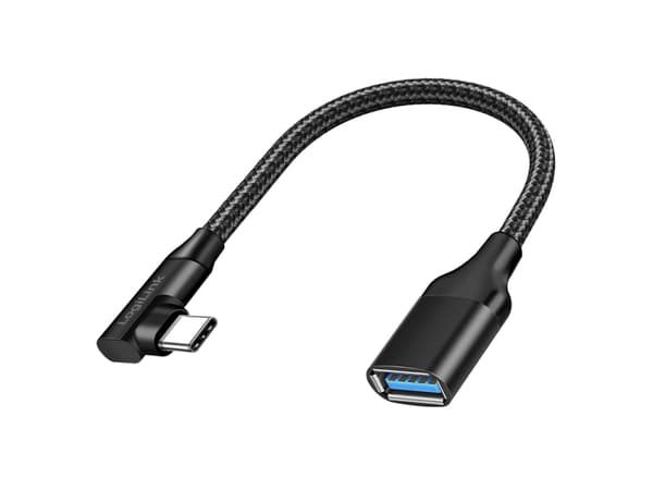 LogiLink CU0100, USB typ C, USB typ A, 0,2 m, svart