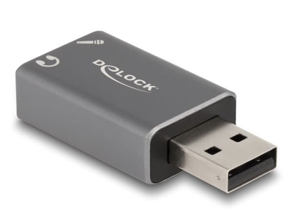 Delock - Jakkadapter for USB-A til hodetelefon - USB hann til mini-phone stereo 3.5 mm, monominijakk hunn - grå