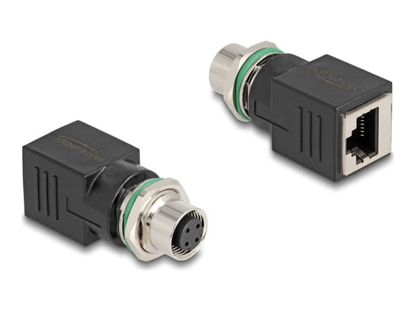 Delock - Nettverksadapter - 4-pins M12 (hunn) til RJ-45 (hunn) - CAT 5e - IP67 - svart