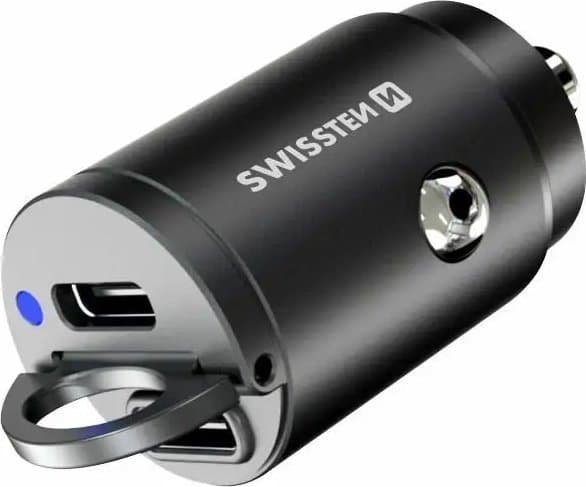 Navman Adapter CL SWISSTEN 2x USB-C (PD) 30W, nano, metall černá