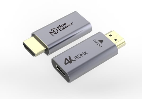 MicroConnect - Videosovitin - 24-nastainen USB-C naaras - HDMI uros - musta, hopea - 4K60Hz (4096 x 2160) tuki, yksisuuntainen