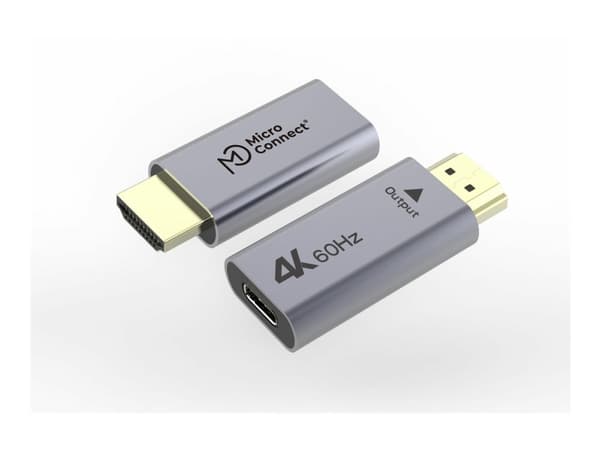 MicroConnect - Videosovitin - 24-nastainen USB-C naaras - HDMI uros - musta, hopea - 4K60Hz (4096 x 2160) tuki, yksisuuntainen