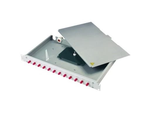 TELEGRTNER 19 FO-PP BAS-ECO 1U 12 LCD OM4 nPT, monterade adaptrar, 12x LC Duplex, violett, OM4