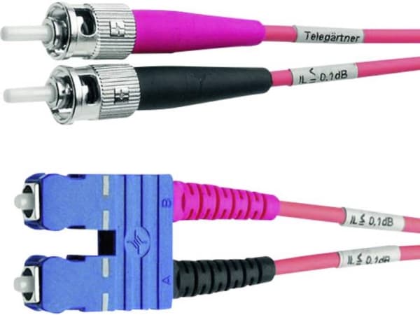 TELEGRTNER FO duplexadapterkabel, 2x ST, SC Duplex G50/125 OM4, lila, 1 m
