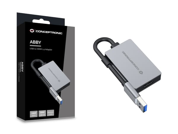 Conceptronic ABBY22G, 3.2 Gen 1 (3.1 Gen 1), USB Type-A, HDMI-utgang, 1920 x 1080 piksler