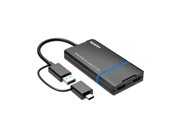 MicroConnect USB-C or USB A 2in1 to HDMI 2x splitter with one click - Digital/Daten (MC-USB3.1CHDMIX2-2IN1)