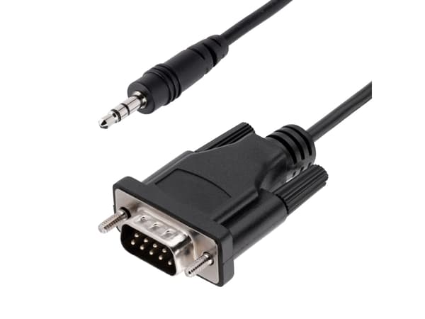 StarTech.com 1 m DB9 till 3,5 mm seriell kabel för konfiguration av seriell enhet, RS232 DB9 hane till 3,5 mm kabel som används för kalibrering av pr