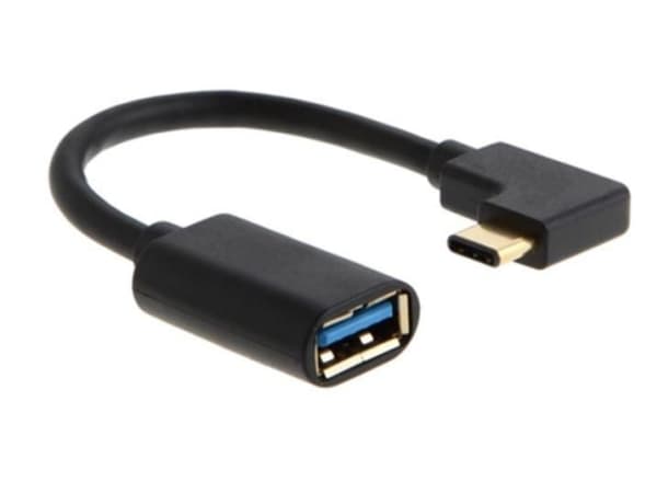 Type C angled male to USB3.0 female cable, 0,2m, black
