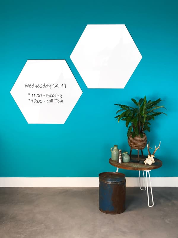 Whiteboard uden kant - Hexagon - 100 cm - Magnettavle