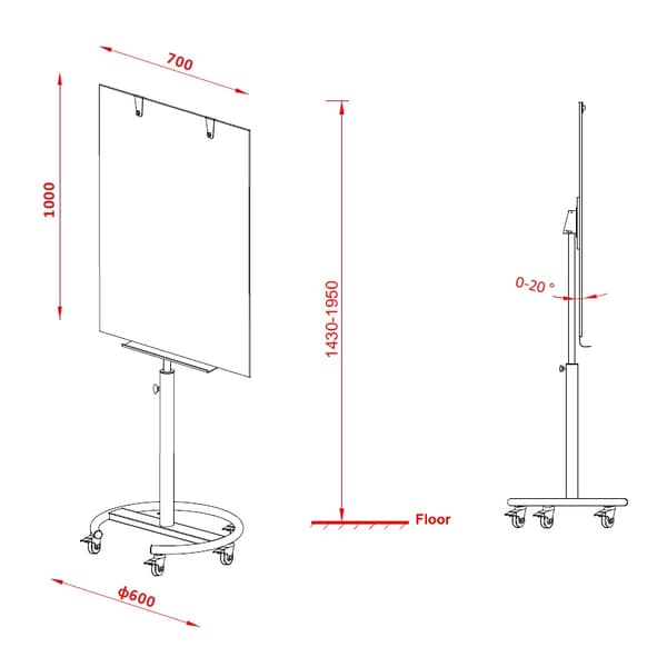 Mobilt flipover i glas - 70x100 cm - Magnetisk
