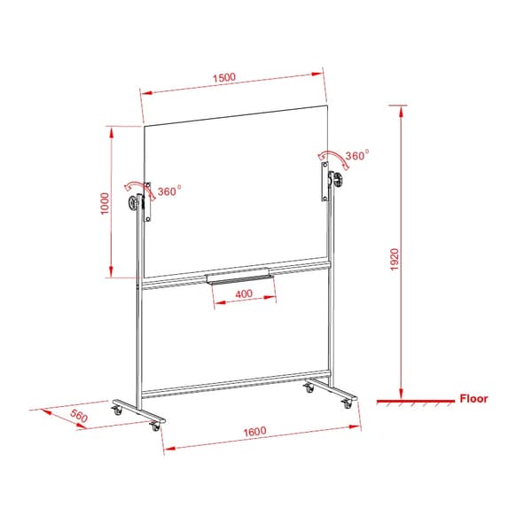 Mobil glasplade - Dobbeltsidet - 100x150 cm