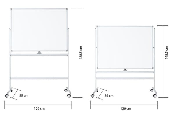 Mobil tavle 90x120 cm - Dobbeltsidet - Hvid