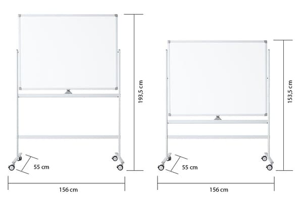Mobil tavle 100x150 cm - Dobbeltsidet - Hvid