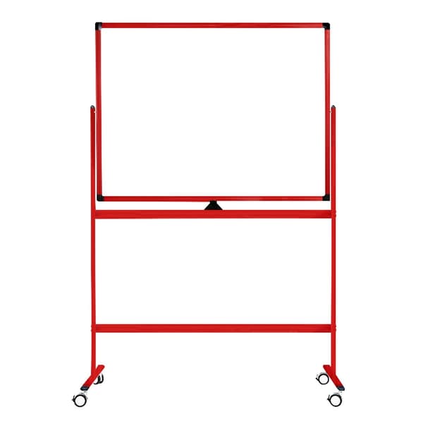 Mobil whiteboard - Dobbeltsidet og magnetisk - 100x150 cm - Rød