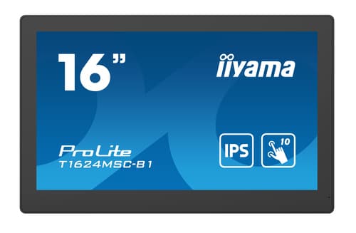 IIYAMA Monitor LED T1624MSC-B1 15.6" Full HD PCAP 10pt touchscreen monitor with IPS panel technology, integrated media player and a hinged stand on th musta