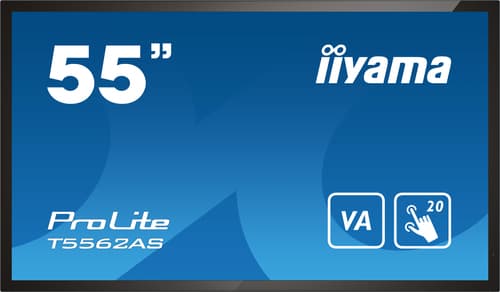 iiyama T5562AS-B1 Signage Display Interactive flat panel 138.7 cm (54.6") VA 500 cd/m² 4K Ultra HD Black Touchscreen Built-in processor Android 8.0 24 musta