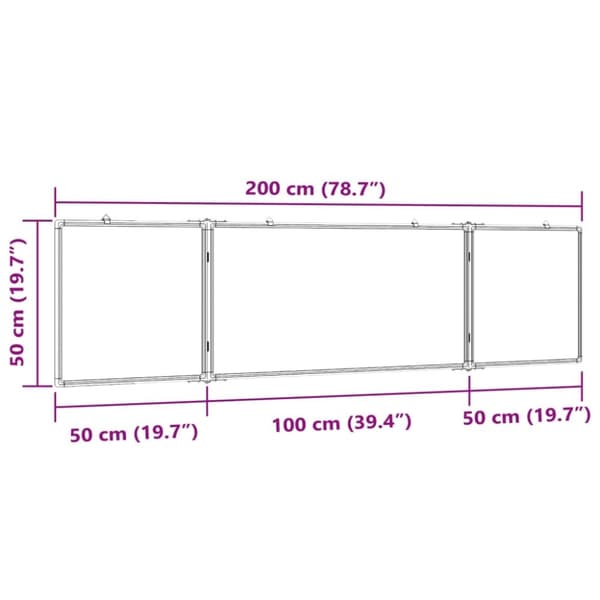 vidaXL Magneettinen taitettava tussitaulu 200x50x1,7 cm cm alumiini