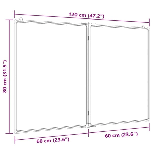 vidaXL magnetisk whiteboard 120x80x1,7 cm foldbart aluminium