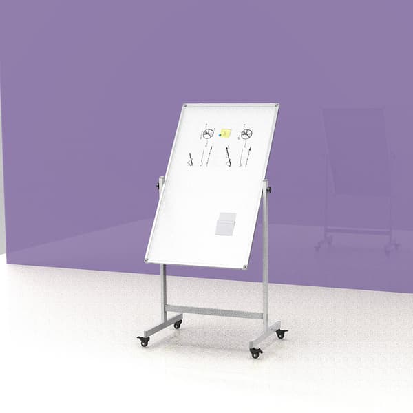 Whiteboard 66x110 cm Mobil - Dobbeltsidet - Hvid ramme