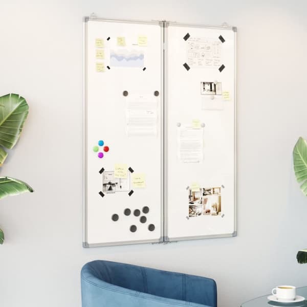 Magnetisk whiteboard hopfällbar 80x100x1,7 cm aluminium