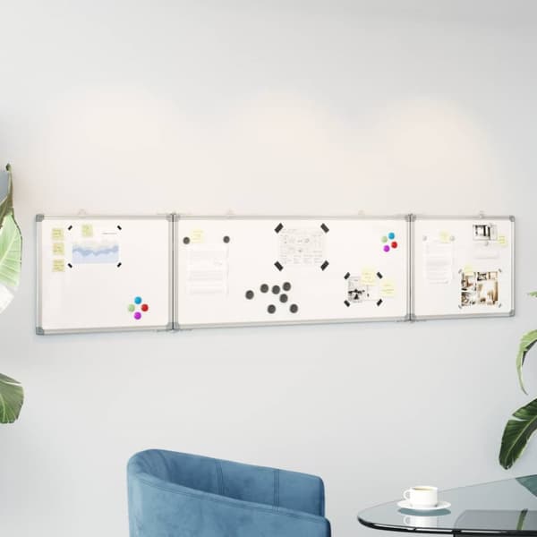 Magnetisk whiteboard hopfällbar 200x40x1,7 cm aluminium