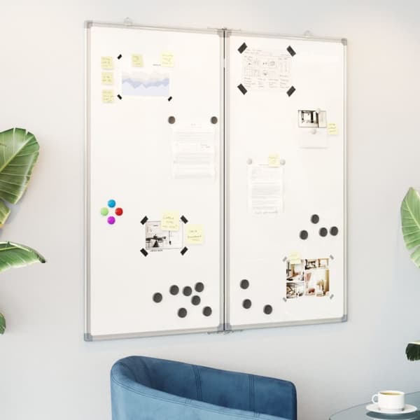 Magnetisk whiteboard hopfällbar 100x100x1,7 cm aluminium