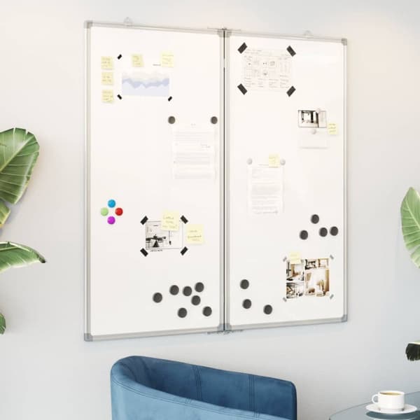 Magnetisk whiteboard hopfällbar 80x80x1,7 cm aluminium