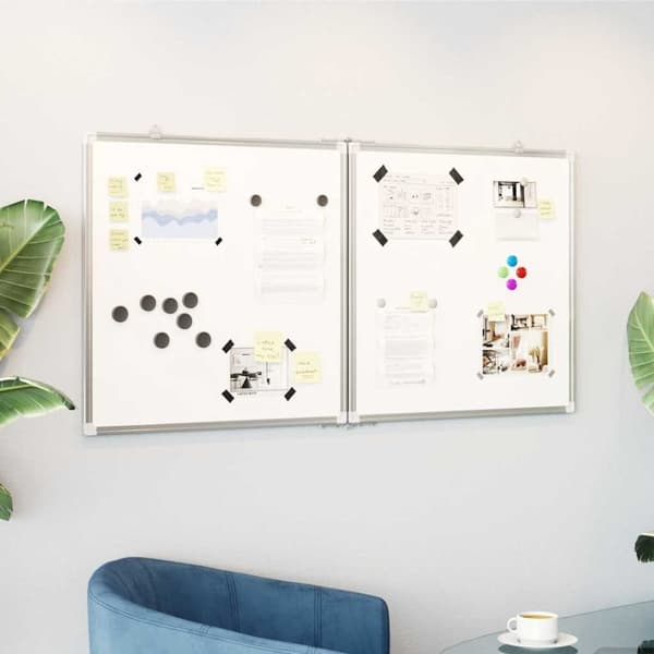 Magnetisk whiteboard hopfällbar 120x60x1,7 cm aluminium