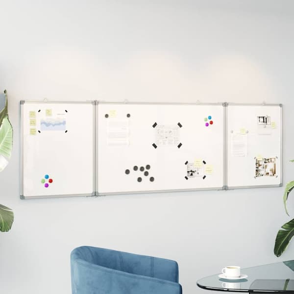 Magnetisk whiteboard hopfällbar 200x60x1,7 cm aluminium