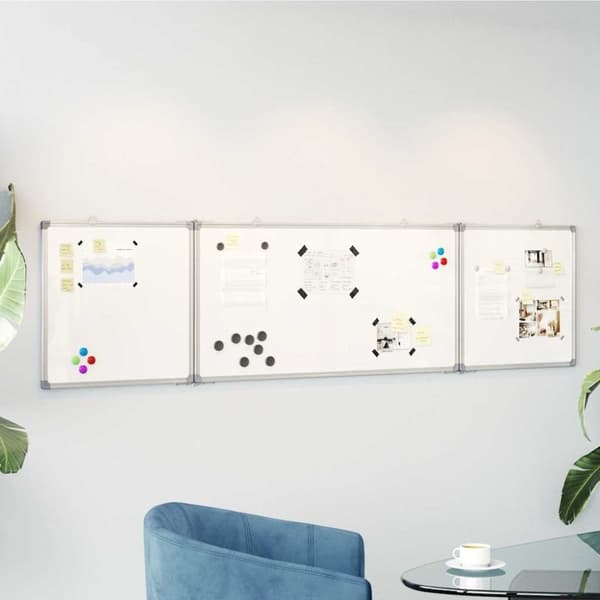 Magnetisk whiteboard hopfällbar 200x50x1,7 cm aluminium