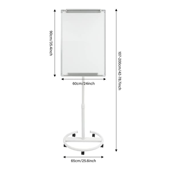 Höj- och sänkbar whiteboard, bärbar magnetisk design, multifunktionell användning,VIT