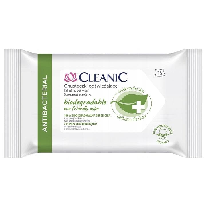 Cleanic refreshing Antibacterial wipes - Biodegradable 1op.-15pcs
