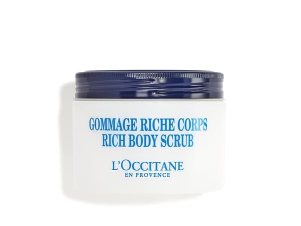 L''Occitane Shea Butter Ultra Rich, Kroppsskrubb, Unisex, Alla hudtyper, Exfolierande, Utjämnande, Mjukgörande, Kanna, Sheasmör, Aprikosolja