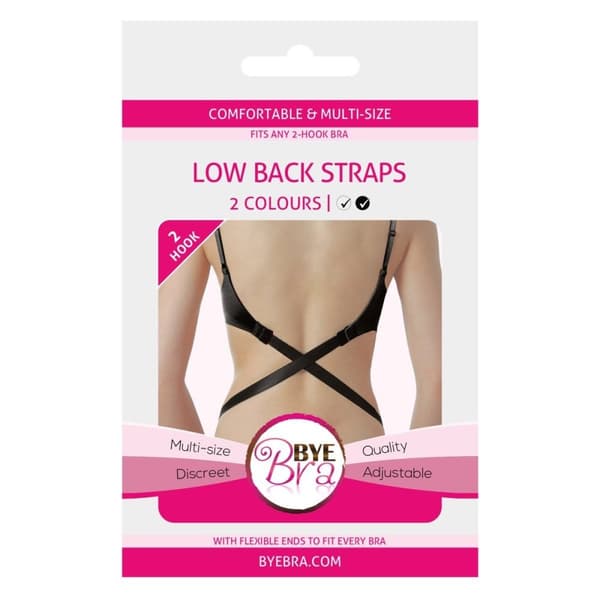 Bye Bra Low Back Straps 2-Hook White/Black
