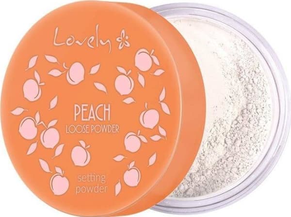 LOVELY_Loose Powder Peach transparent face powder with soft peach color and fragrance