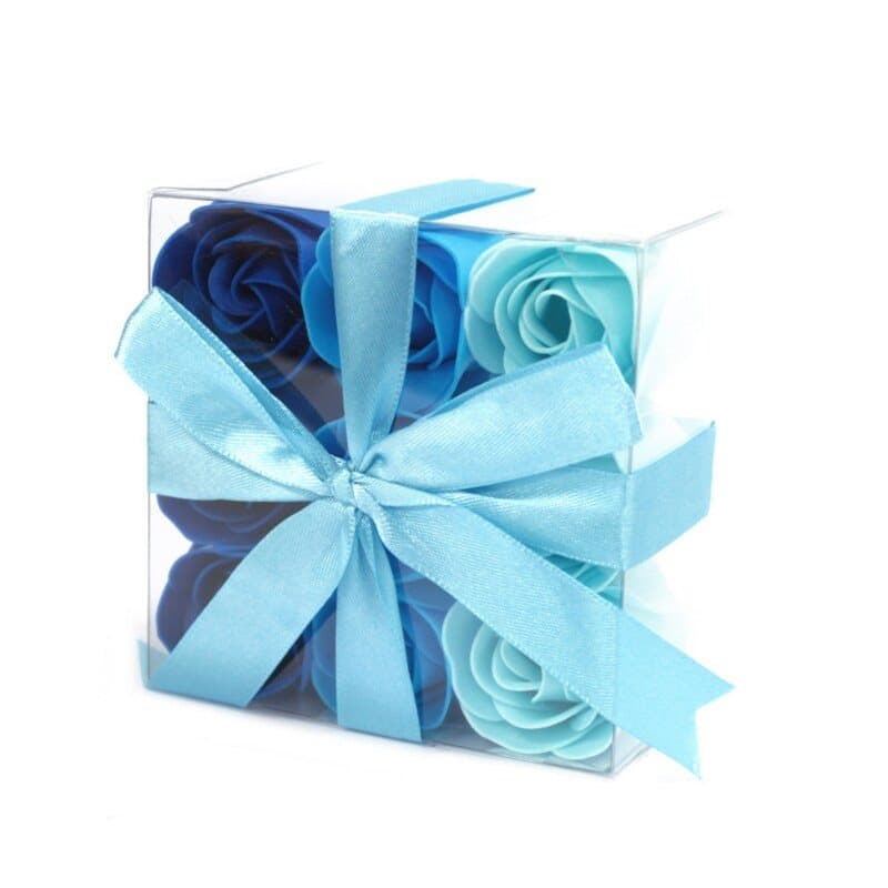 Soap Flowers Blue Roses 9st