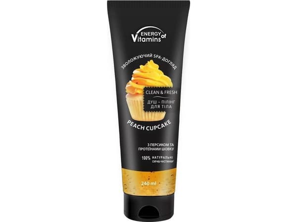 ENERGY OF VITAMINS Energy of Vitamins Peeling-kroppsrensegel med ferskenfrø Peach Cupcake 240ml