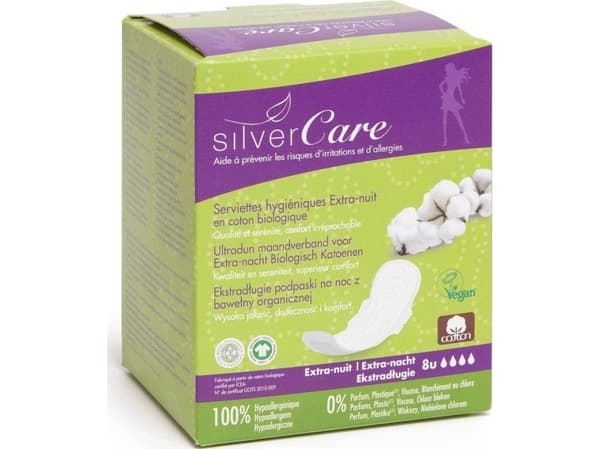 MASMI_Silver Care extra-long organic cotton night pads 8pcs.