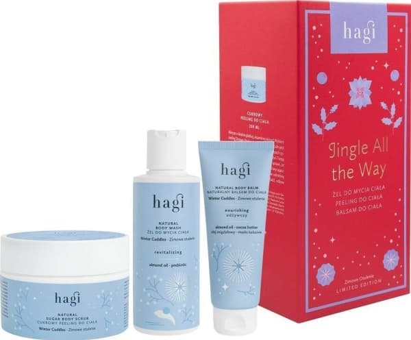 HAGI_SET Jingle All The Way Winter Wrap suihkugeeli 150ml + vartalovoide 75ml + vartalokuorinta 200ml