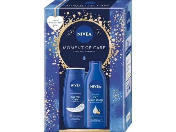 NIVEA_SET Moment of Care Creme Care Suihkugeeli 250ml + Runsas ravitseva vartalovoide 250ml