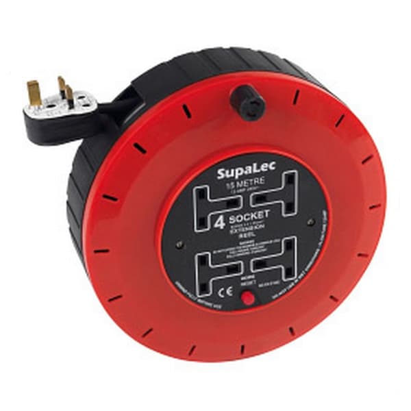 SupaLec 4 Gang forlængertromle Red/Black 15m